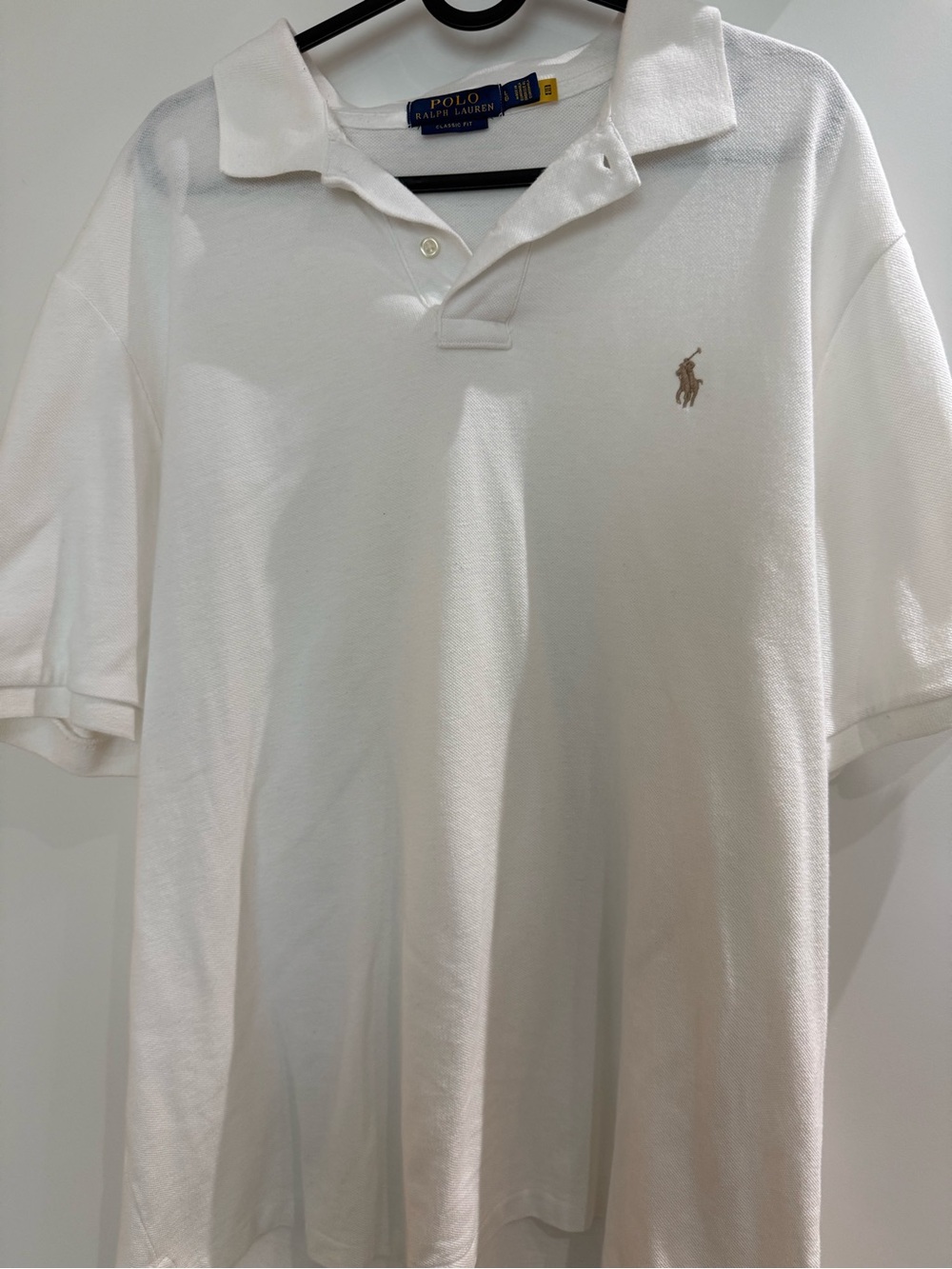 Ralph Lauren Men’s White Polo with Beige Pony Logo L fits XL